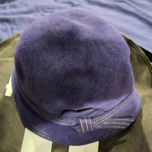 Hats In The Belfry Chic Women's Blue Hat with Bow Accent, Vintage Cloche Style